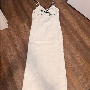 Elegant White Maxi Dress with Black Trim